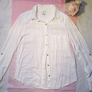 White Semi-Sheer Button Down Top